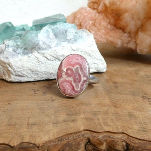 Rhodochrosite Ring - .925 Sterling Silver Ring - Size 8