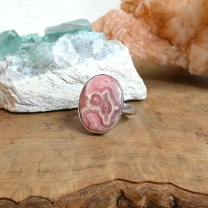 Rhodochrosite Ring - .925 Sterling Silver Ring - Size 8