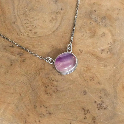 Rainbow Fluorite Pendant with Chain | Sterling Silver