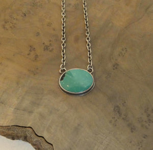 Turquoise Necklace with Chain - Sterling Silver