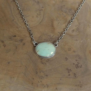 Turquoise Necklace with Chain - Sterling Silver