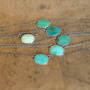 Turquoise Necklace with Chain - Sterling Silver