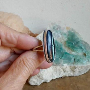 Black Jack Turquoise Ring – Sterling Silver Silversmith - Size 5 1/2 or Size 6