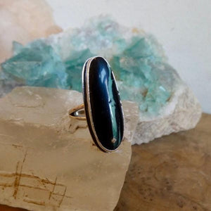 Black Jack Turquoise Ring – Sterling Silver Silversmith - Size 5 1/2 or Size 6