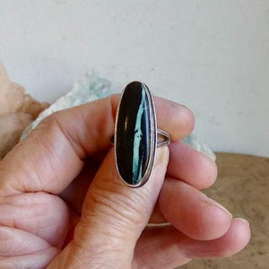 Black Jack Turquoise Ring – Sterling Silver Silversmith - Size 5 1/2 or Size 6