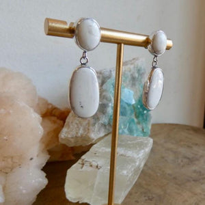 White Buffalo Post Drop Earrings - Sterling Silver