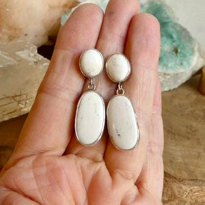 White Buffalo Post Drop Earrings - Sterling Silver