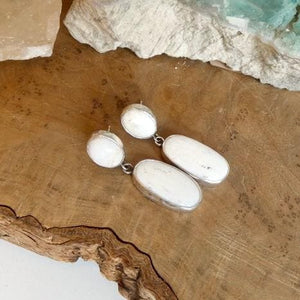 White Buffalo Post Drop Earrings - Sterling Silver