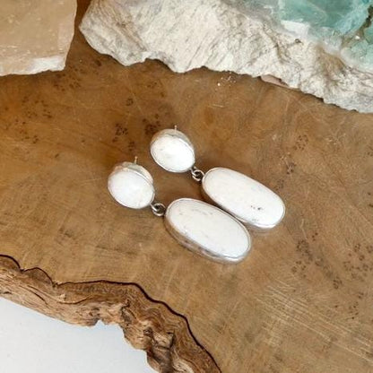 White Buffalo Post Drop Earrings - Sterling Silver