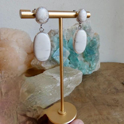 White Buffalo Post Drop Earrings - Sterling Silver