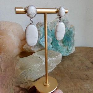 White Buffalo Post Drop Earrings - Sterling Silver