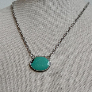 Turquoise Necklace with Chain - Sterling Silver