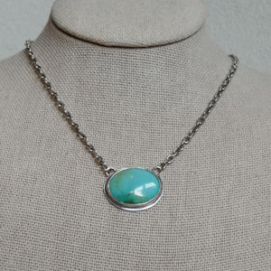 Turquoise Necklace with Chain - Sterling Silver