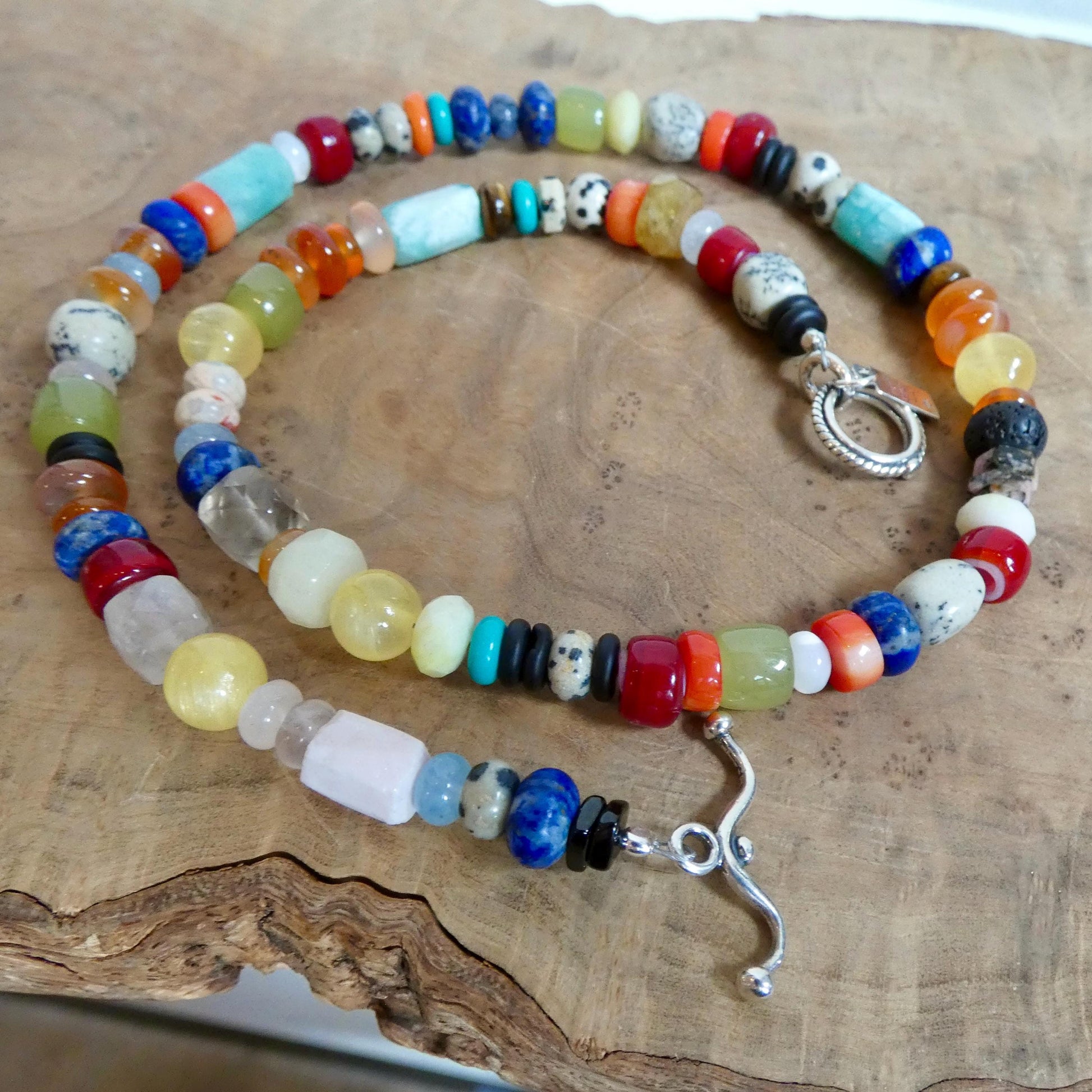 Color POP Gemstone Beaded Necklace - Sterling Silver Toggle Clasp