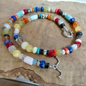 Color POP Gemstone Beaded Necklace - Sterling Silver Toggle Clasp