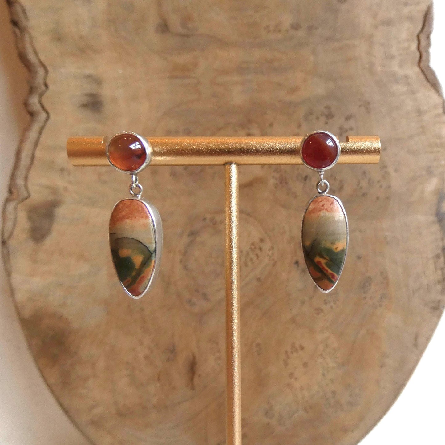 Red Creek Jasper and Carnelian Drop Earrings | Sterling Silver | Choose Your Pair