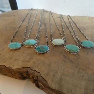 Turquoise Necklace with Chain - Sterling Silver