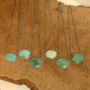 Turquoise Necklace with Chain - Sterling Silver