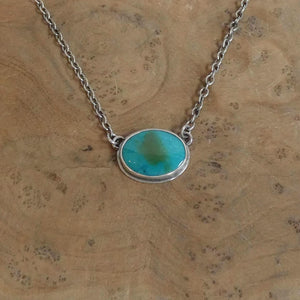 Turquoise Necklace with Chain - Sterling Silver