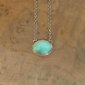 Turquoise Necklace with Chain - Sterling Silver
