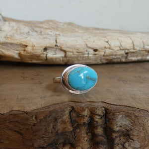 Custom Kingman Turquoise AAA - Choose Your Stone - East-West Oval - Sterling Silver