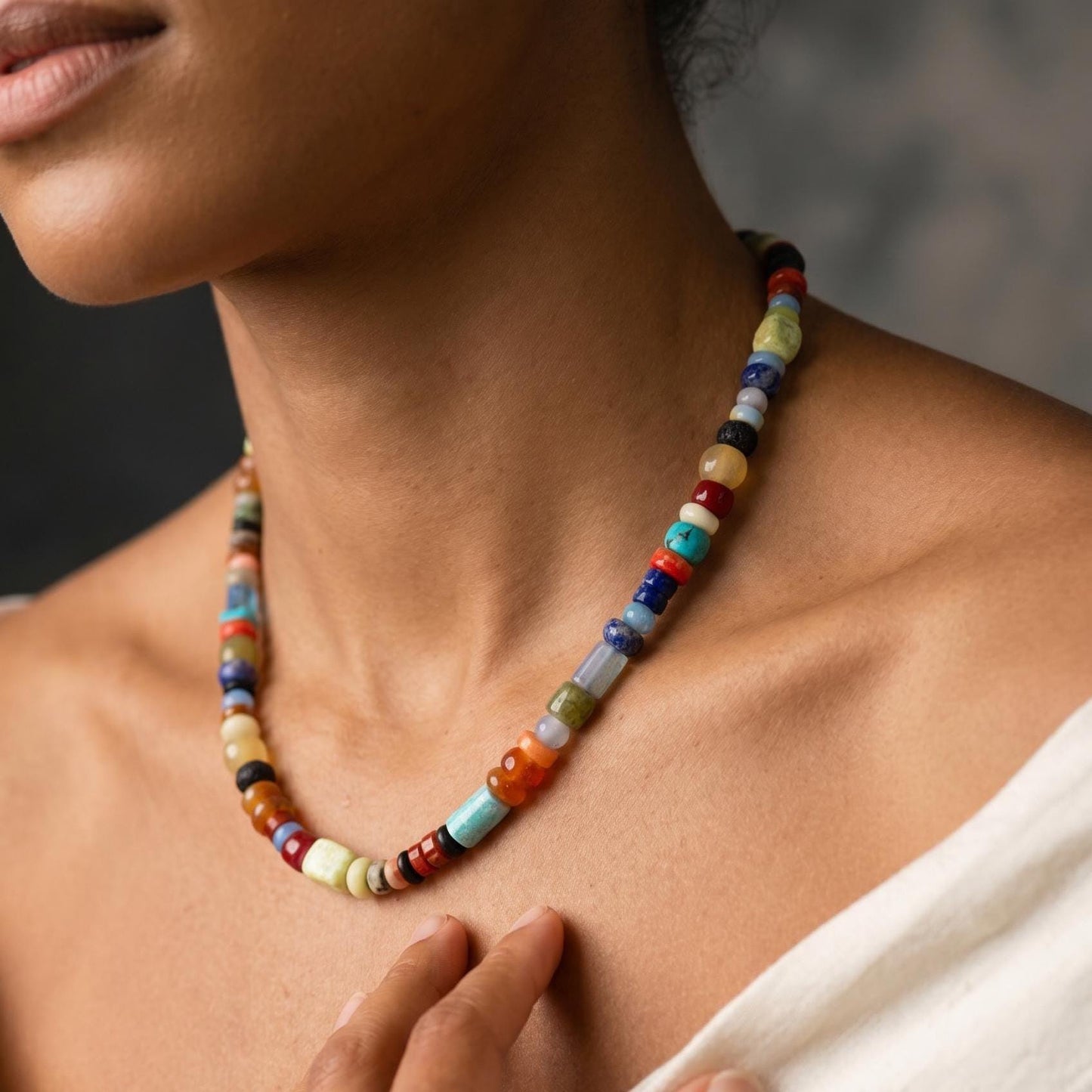 Color POP Gemstone Beaded Necklace - Sterling Silver Toggle Clasp