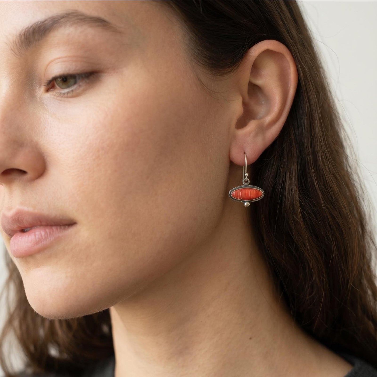 Spiny Oyster Drop Earrings – Orange Red Sterling Silver Dangles