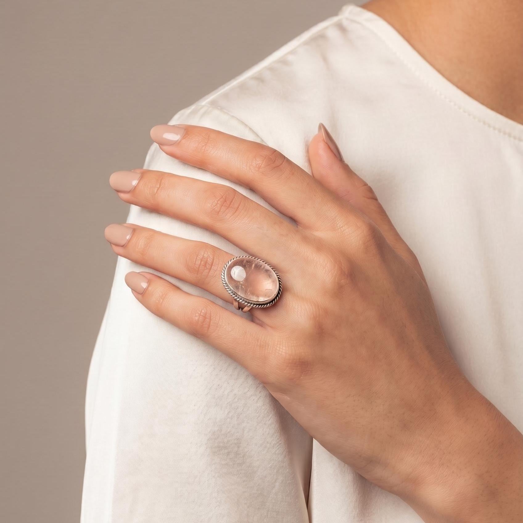 Big Morganite Boho Ring - Choose your hue - Multi-color Beryl - Sterling Silver