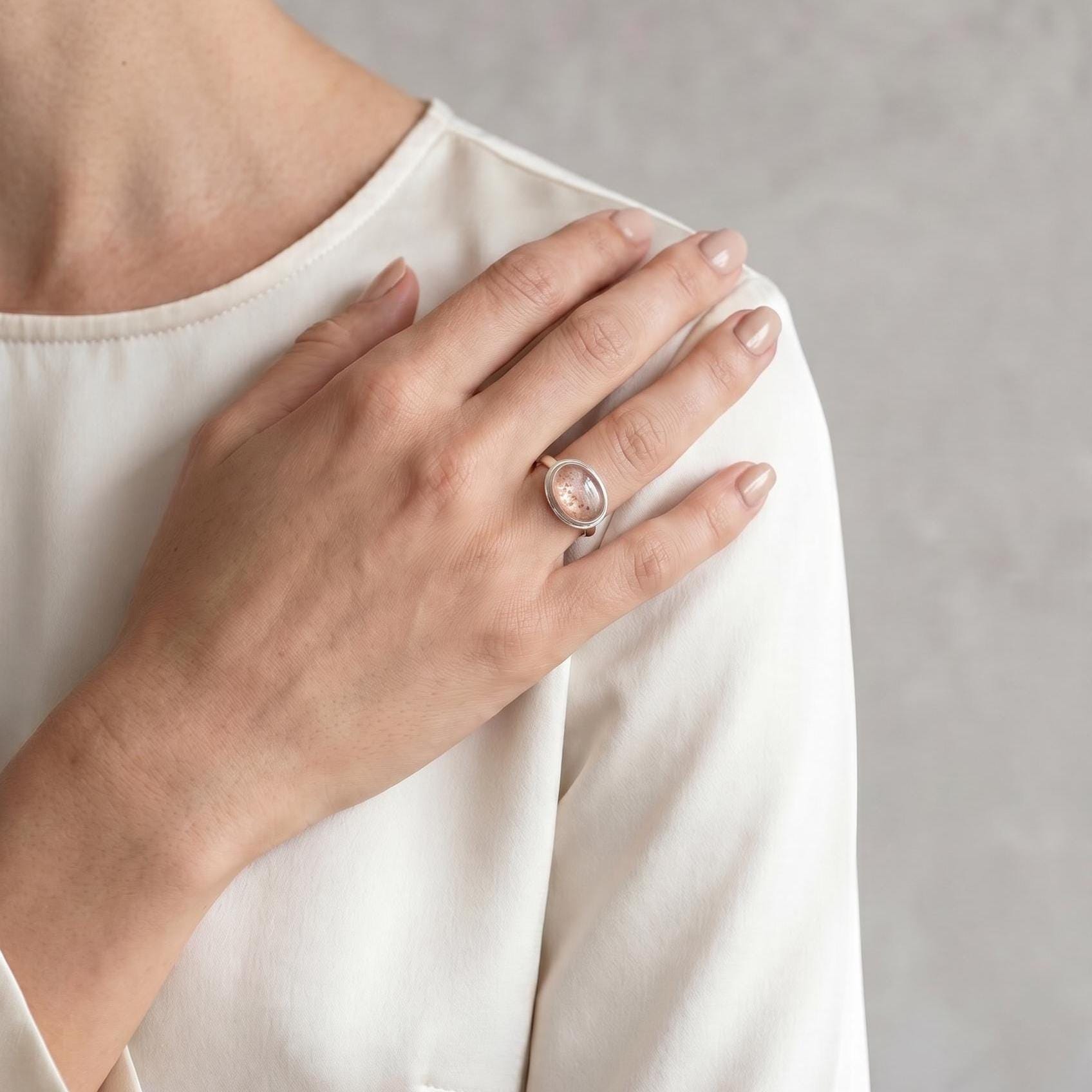 Sunstone East West Ring - .925 Sterling Silver - Silversmith Ring