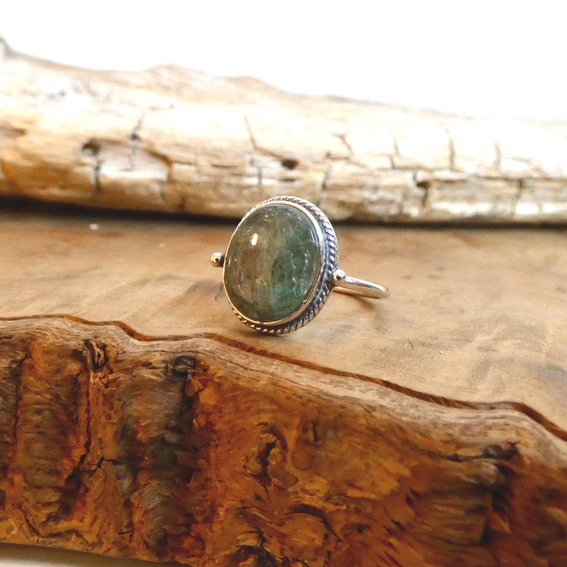 Green Kyanite Sterling Silver Ring – Handmade Silversmith Design