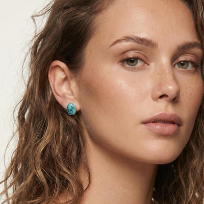 Campitos Turquoise Post Earrings – American Sterling Silver Studs