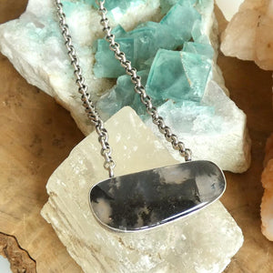 Choose your Montana Agate Pendant Necklace - Chunky Sterling Silver - Men's Pendant