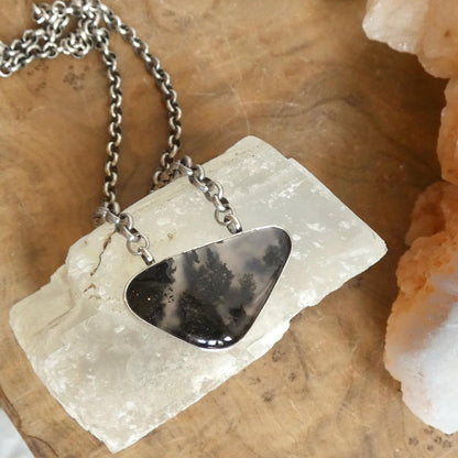 Choose your Montana Agate Pendant Necklace - Chunky Sterling Silver - Men's Pendant