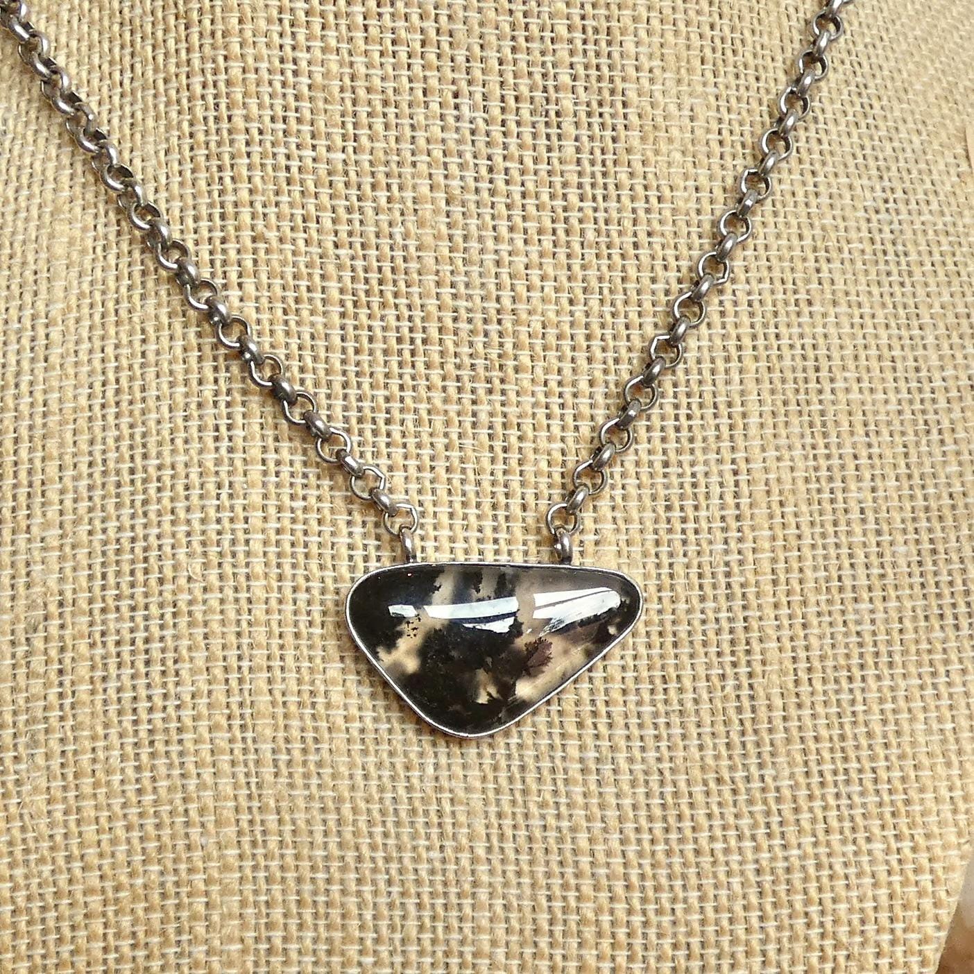 Choose your Montana Agate Pendant Necklace - Chunky Sterling Silver - Men's Pendant