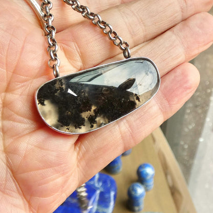 Choose your Montana Agate Pendant Necklace - Chunky Sterling Silver - Men's Pendant