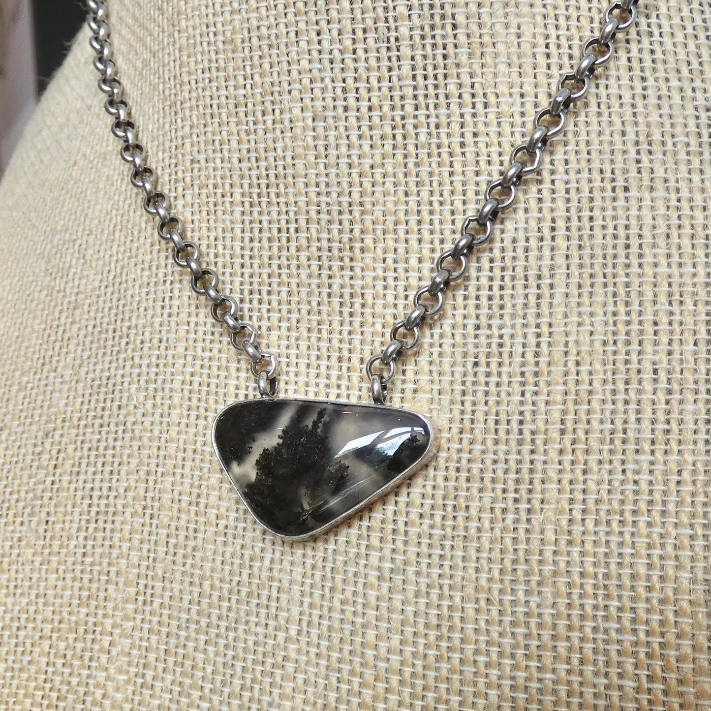 Choose your Montana Agate Pendant Necklace - Chunky Sterling Silver - Men's Pendant