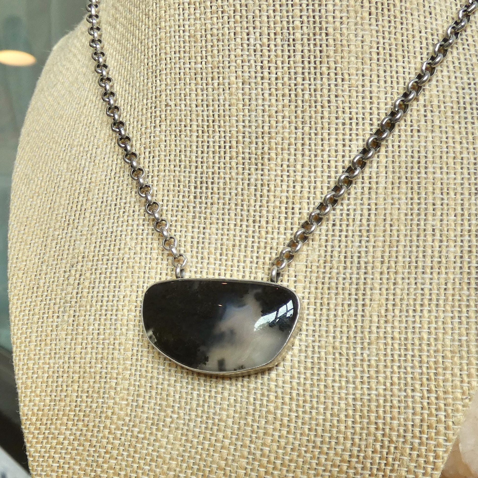 Choose your Montana Agate Pendant Necklace - Chunky Sterling Silver - Men's Pendant