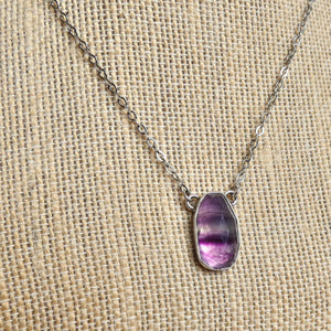 Rainbow Fluorite Pendant - Sterling Silver