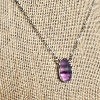 Rose Cut Rainbow Fluorite Pendant - Sterling Silver