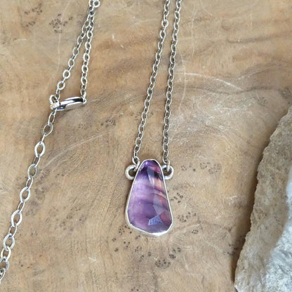 Rose Cut Rainbow Fluorite Pendant - Sterling Silver