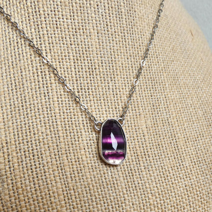 Rose Cut Rainbow Fluorite Pendant - Sterling Silver