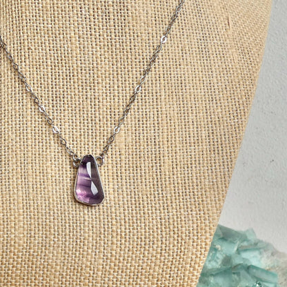 Rose Cut Rainbow Fluorite Pendant - Sterling Silver