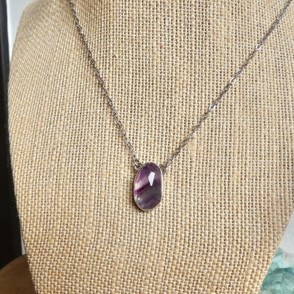 Rose Cut Rainbow Fluorite Pendant - Sterling Silver