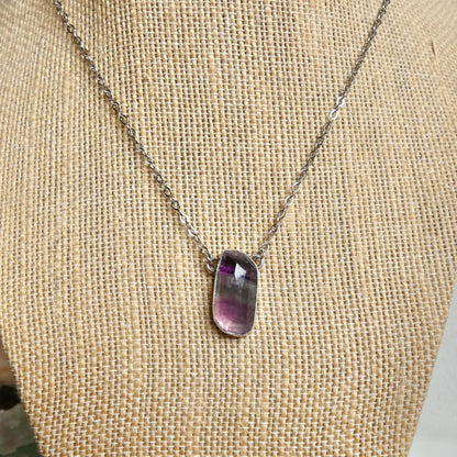 Rose Cut Rainbow Fluorite Pendant - Sterling Silver