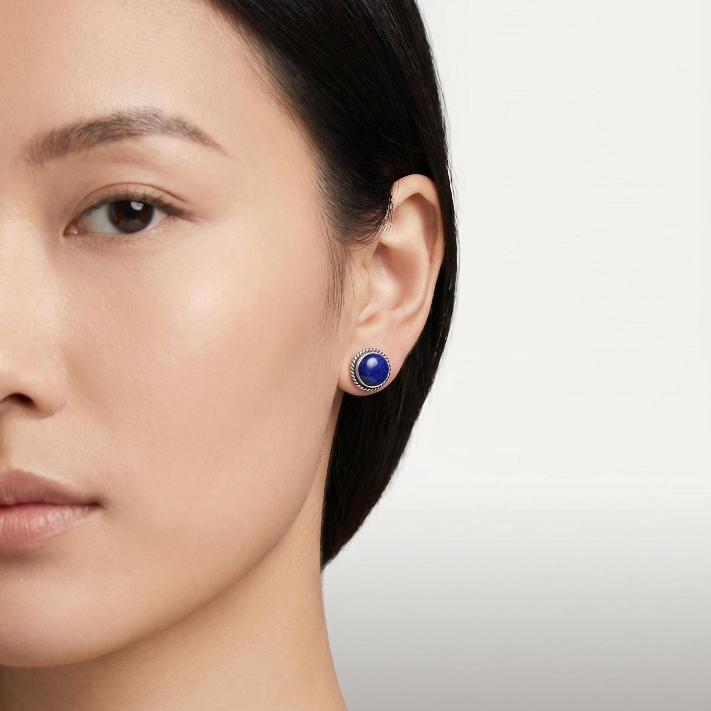 Lapis Lazuli Sterling Silver Stud Earrings – Traditional Stone Posts