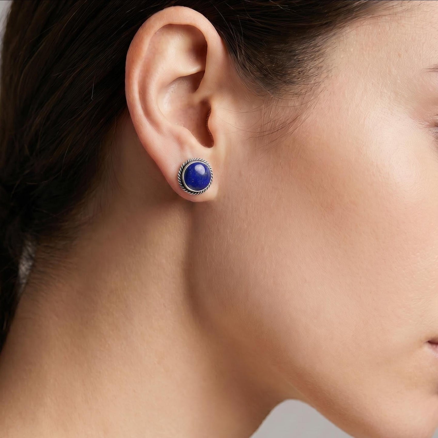 Lapis Lazuli Sterling Silver Stud Earrings – Traditional Stone Posts