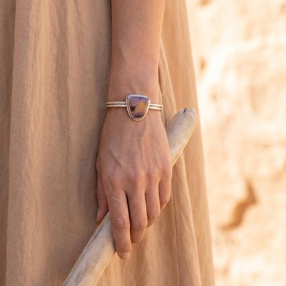 Sonora Jasper Shield Bracelet - Sterling Silver Bangle - Choose Your Stone