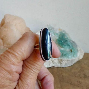 Black Jack Turquoise Ring – Sterling Silver Silversmith - Size 5 1/2 or Size 6