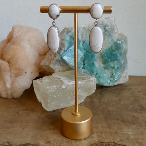 White Buffalo Post Drop Earrings - Sterling Silver