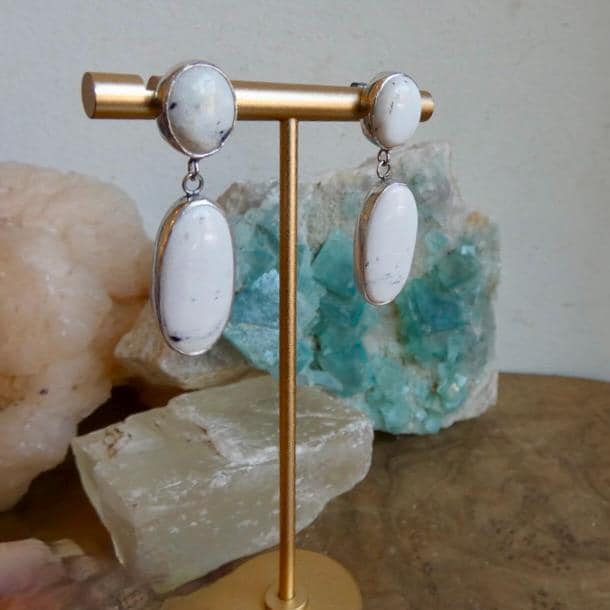 White Buffalo Post Drop Earrings - Sterling Silver